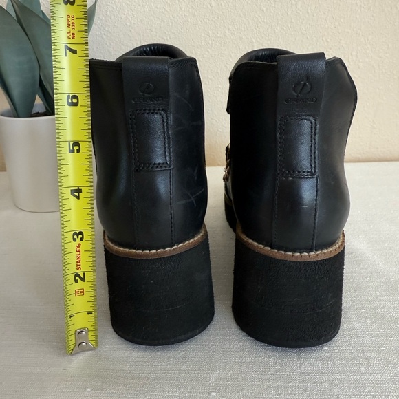 Cole Haan Black Leather Lace Up Wedge Waterproof Ankle Boots - Picture 9 of 11